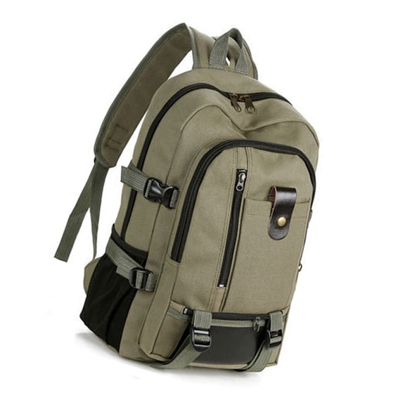 Riousery Portable Backpack for Men Travel Daypack Canvas Large Capacity Storage Bag School Bookbag, Army Green (17.32 in / 44 cm)