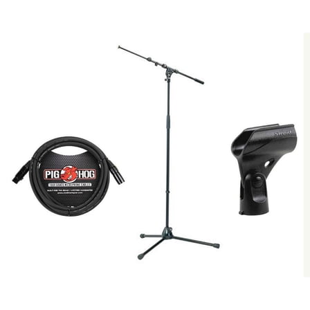 K&M 210/9 Microphone Stand with Telescoping Boom, Microphone Stand Adapter and Cable, 35.43-63.18" Height, Black