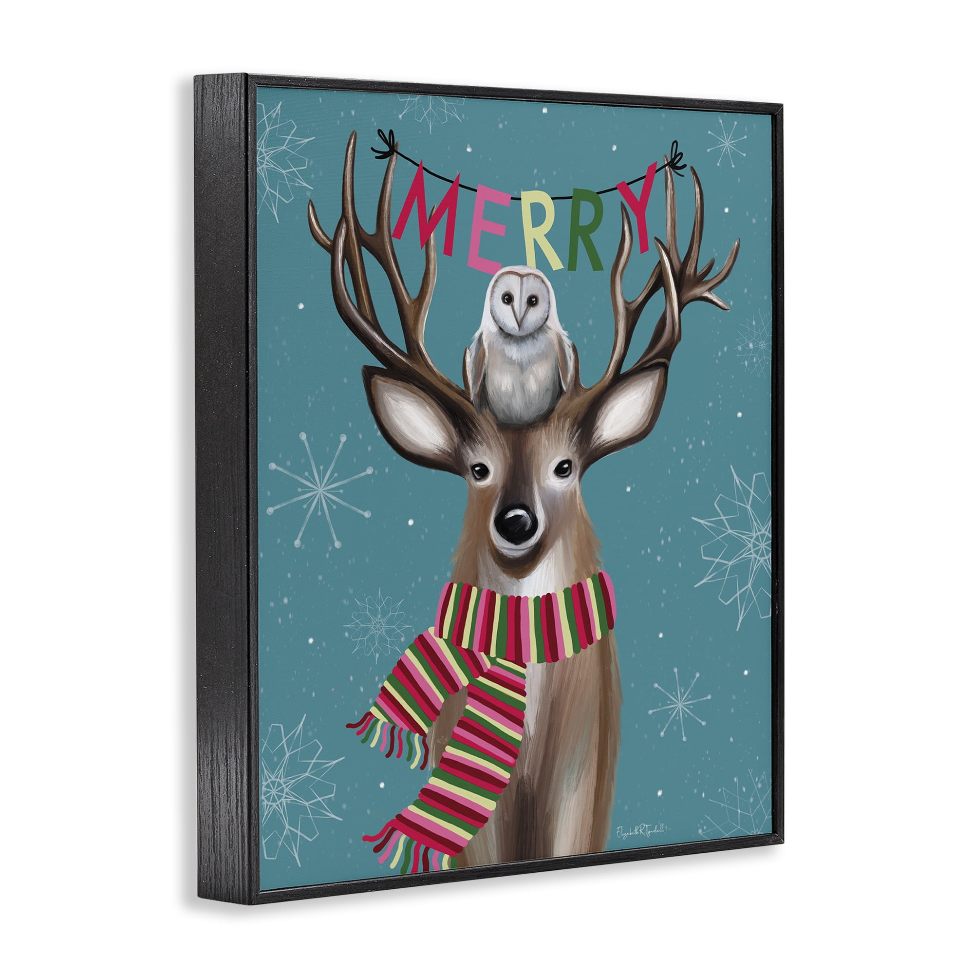 Stupell Industries Woodland Merry Creatures Holiday Painting Black Framed Art Print Wall Art, 11 x 14