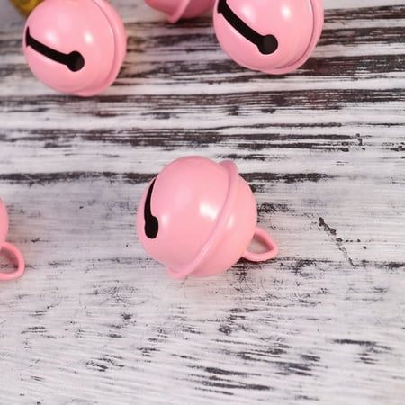 

50 Pcs 22mm Colored Painted Jingle Bells Metal Round Mini Bells Jewelry Ornaments Christmas Decor Use Pendants for Party Christmas DIY Crafts Handmade Accessories (Pink)
