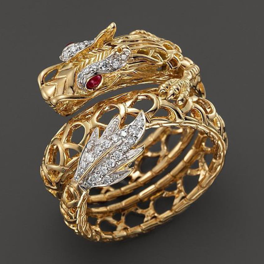 Ring With A Flying Dragon Adjustable Size For Women Jewelry Gift