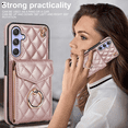 thumbnail image 5 of Asuwish Wallet RFID Blocking PU Leather Cell Phone Case with Tempered Glass Screen Protector, Wrist Strap for Samsung Galaxy A14/M14 5G, Rose Gold, 5 of 9