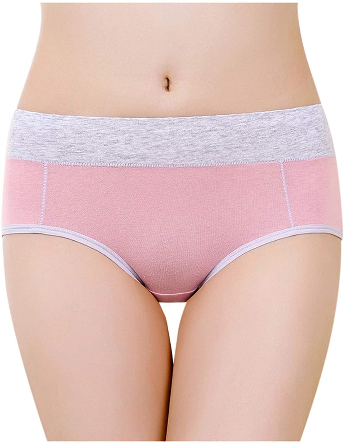Maqroz 5PC Stretch Cotton Underwear for Women,Solid Color Patchwork Briefs Panties Underwear Underpants Comfty Briefs 