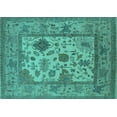 thumbnail image 1 of Ahgly Company Machine Washable Indoor Rectangle Oriental Turquoise Blue Industrial Area Rugs, 6' x 9', 1 of 4