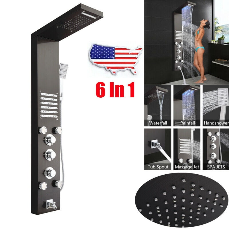 Details about   Rainfall Waterfall Shower Panel Tower Rain Massage System Body Jet Head Faucet 