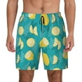 thumbnail image 3 of Uemuo Lemon Blue Pattern Mens Swim Trunks Quick Dry Board Shorts with Mesh Lining, Stretch Beach Shorts Quick Dry No-Chafing Board Shorts-3X-Large, 3 of 9