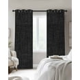 thumbnail image 3 of Black Burlap Texture Blackout Curtains 54 Inches Long, Farmhouse Vintage Black Thermal Insulated Black Out Curtains, Darkening Window Curtain Drapes for Bedroom Living Room 45"x54" 2 Panels, 3 of 8