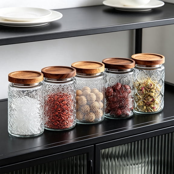 Airtight Glass Storage Jar for Tea Coffee Candy and Dry Food Kitchen Canister with Sealed Lid