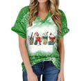thumbnail image 1 of Mujeres verano Navidad letra divertida impresa blusa camisetas Casual cuello en V manga corta camisetas Tops Pompotops  hkajfhjk473345, 1 of 6
