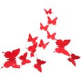 thumbnail image 1 of Toystoory 12 Uds. Adhesivo 3D estéreo de simulación Scalewing para dormitorio, pegatina decorativa de PVC para pared, decoración extraíble Decoración del hogar rojo, 1 of 3