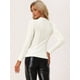 thumbnail image 3 of Blusa de terciopelo Allegra K con cuello simulado y purpurina metálica Blanco L, 3 of 5