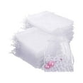 thumbnail image 2 of 100pc Organza Gift Bags Pearl Drawstring Pouches for Jewelry Party Favors Wedding Holiday Packaging Elegant Reusable Small Bags White L(3.2*3.9inch), 2 of 3