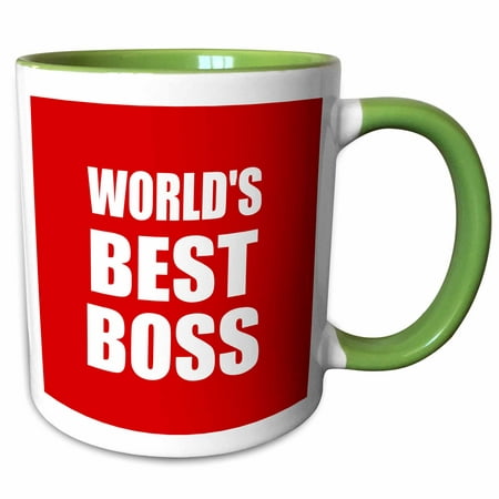 3dRose Worlds Best Boss. white text on red. great design for greatest boss - Two Tone Green Mug,