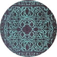 thumbnail image 1 of Ahgly Company Machine Washable Indoor Round Oriental Turquoise Blue Industrial Area Rugs, 5' Round, 1 of 4