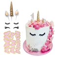 thumbnail image 1 of Set de decoración para tartas con diseño de unicornio con diseño de unicornio, cuerno dorado y oreja, 1 of 5