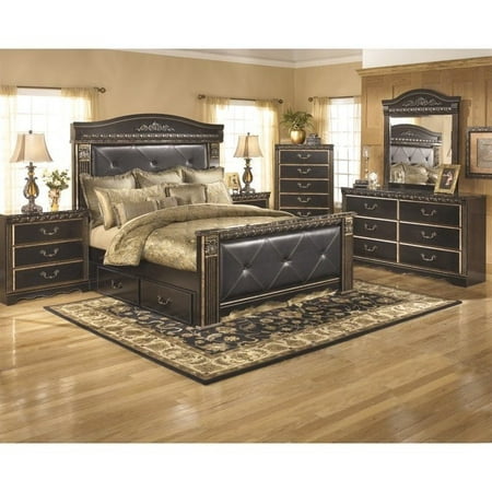 ashley coal creek 6 piece queen drawer bedroom set in dark brown