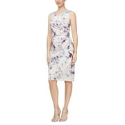 Alex Evenings Short Printed Sheath Dress with Hip Embellishment (Womens, Blush Multi, 6)