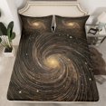 thumbnail image 2 of Manfei Staryy Sky Twin Sheet Sets,Galaxy Theme Twin Fitted Sheet,Gold Black Flat Sheet For Girls Boys,Breathable Home Decor,3 Pieces, 2 of 7
