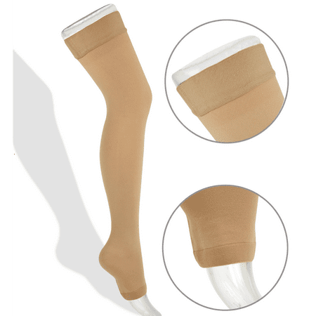 Thigh High Compression Stockings 20-30mmHg with Open Toe for Men and Women from Lemon Hero - Best Leg Support Hose for Varicose Vein Treatment, Swollen Legs (Medium, (Best Treatment For Varicocele)