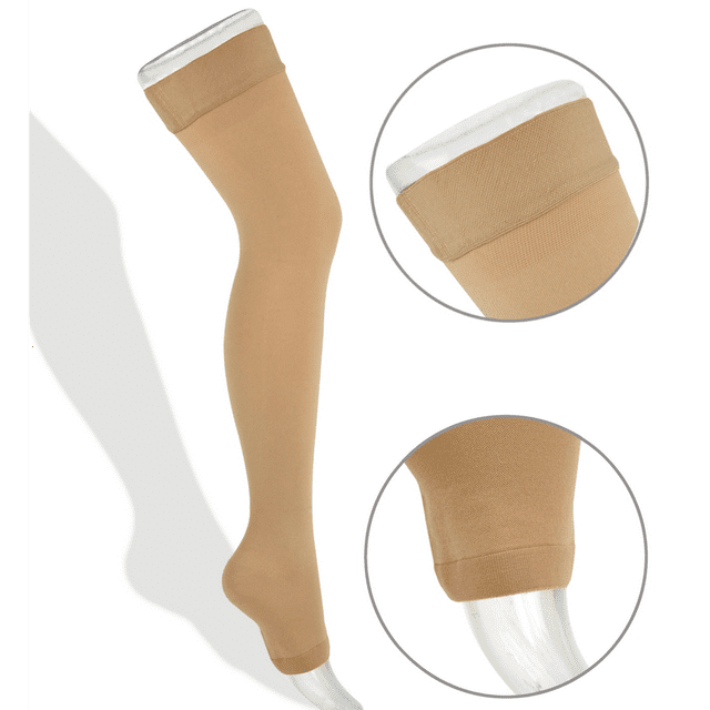 Thigh High Compression Stockings 2030mmHg with Open Toe for Men and
