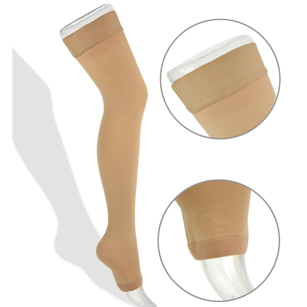 Thigh High Compression Stockings 2030mmHg with Open Toe for Men and