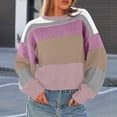 thumbnail image 5 of vigerkar Womens Color Block Loose Sweaters 2025 Winter Trendy Casual Oversized Y2k Going Out Striped Pullover Tops (Light Purple, XXL), 5 of 5