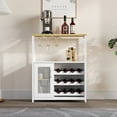 thumbnail image 4 of Wine Bar Rack Cabinet, Adjustable Shelves Coffee Bar Cabinet with Mesh Door and Baffle Design, Small Liquor Bar Cabinet for Home, Kitchen, Dinning Room, 4 of 7