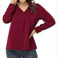 thumbnail image 6 of USSUMA Women's Summer Long Sleeve Tunic Tops for Leggings V-Neck Casual Loose Fit Basic Blouse T-Shirt, 6 of 8