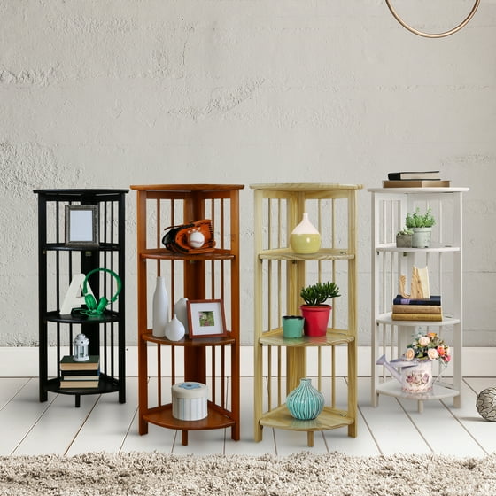 4 Shelf Corner Folding Bookcase Honey Oak Com