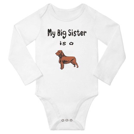 

My Big Sister is a Field Spaniel Dog Cute Baby Long Sleeve Bodysuit Boy Girl (White 0-6M)