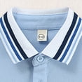 thumbnail image 4 of mgoYE Boy's Short Sleeve Collared Tshirts Striped Trim Button Lightweight Golf Tops(Blue,15-16 Years), 4 of 7