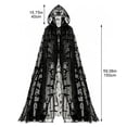 thumbnail image 7 of Jiibva Halloween Bat Print Mesh Cape Gothic Hooded Witch Cloak Black 190cm, 7 of 7