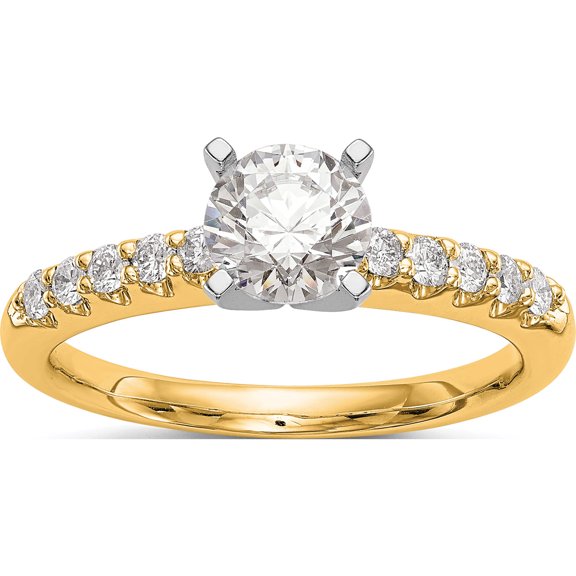 14K Yellow Gold Lab Grown Diamond Si1/Si2, G H I, Peg Set Semi-Mount Eng Ring (Size 7) Made In India rm2785e-025-7ylg