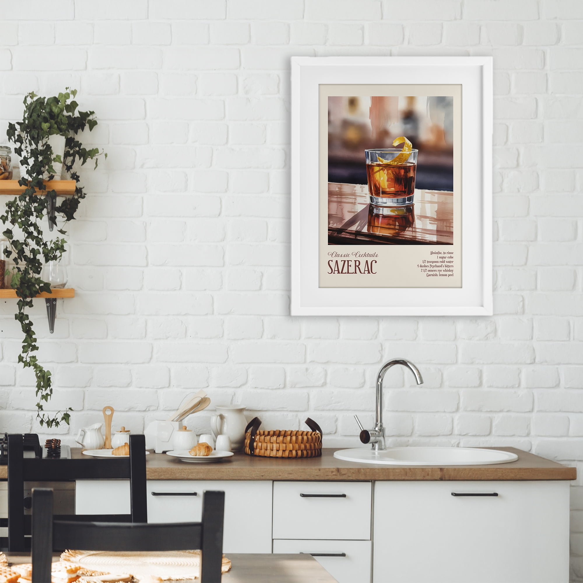 Stupell Industries Sazerac on Reflective Surface White Framed Print Under Glass, design by Andreas Magnusson