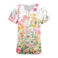 thumbnail image 5 of BEFOKA Floral Print Scrub Tops Women Short Sleeve V Neck Medicals Nurse Shirt Soft Casual Uniform with Pockets 2025 Nursing Workwear Scrub Tops for Women Holiday Scrub Shirts Comfortable Work Uniform, 5 of 5