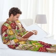 thumbnail image 6 of Lsque Bright Mushrooms Pattern Long Sleeve Pajama Set for Men - Soft 2-Piece Sleepwear and Loungewear Set with Pockets, Comfy Nightwear-XX-Large, 6 of 7