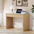 thumbnail image 3 of Wirrytor Natural Wood Small Computer Desk With 2 Storage Drawers, Scandinavian Study Desk For Bedroom Home Office Compact Space Vanity Table, 3 of 10