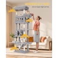 thumbnail image 5 of Hzuaneri Cat Tree, 82.6" Tall Large Multi‑Level Indoor Cat Tower with Scratching Posts, Hammock & Pom Poms, Light Grey, 5 of 9
