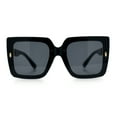 thumbnail image 4 of Womens Squared Half Rim Exposed Lens Plastic Butterfly Fashion Sunglasses All Black, 4 of 8