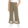 thumbnail image 3 of Rvasteizo Kids Pants Solid Bow Flare Side Pockets Elastic Waist Loose Comfy Full Length Casual Outer Pant for 1 to 15 Years, 3 of 5