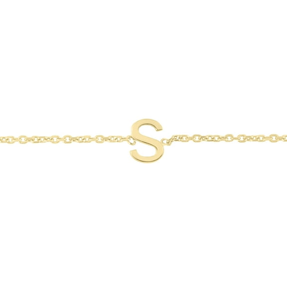 SZUL Women's 14K Solid Yellow Gold S Mini Initial Bracelet