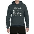 thumbnail image 2 of Wild Bobby Autumn Leaves and Pumpkins Please Black and White Distress Filter Halloween Unisex Hoodie Sweatshirt, Charcoal, XX-Large, 2 of 6