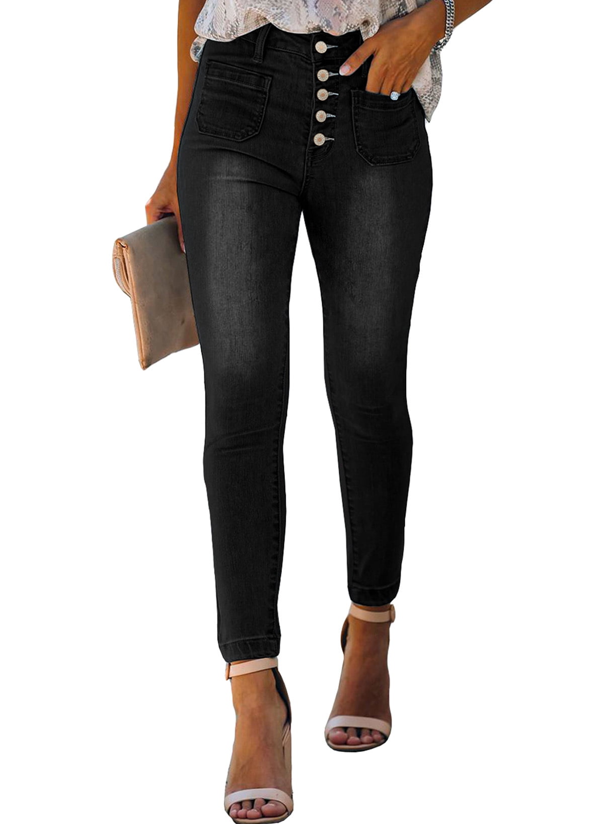 HOTAPEI Women's Skinny Straight Jeans High Rise Jeans Stretch Ankle