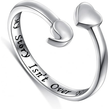 S925 Sterling Silver My Story Isn t Over Yet Adjustable Heart Semicolon Ring B107 433 Walmart