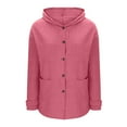 thumbnail image 6 of CheerKidz Women Casual Long Sleeve Hooded Button Down Top Blouse Shirt Coat with Side Slits and Pockets Soft Comfortable Fashion Wear for Daily Home Outing Spring Summer(Pink,2XL), 6 of 7