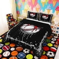 thumbnail image 3 of Erosebridal Red Bow Baseball Full Size Comforter Sets, Sport Bedding Sets for Girls and Boys, Black Reversible 3 Pieces, 1 Comforter and 2 Pillowcases, 3 of 6