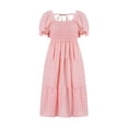 thumbnail image 2 of ITFABS Femmes Robe d'Été, Plaid Cou Carré Manches Courtes Bulle une-Pièce pour les Dames, 2 of 9