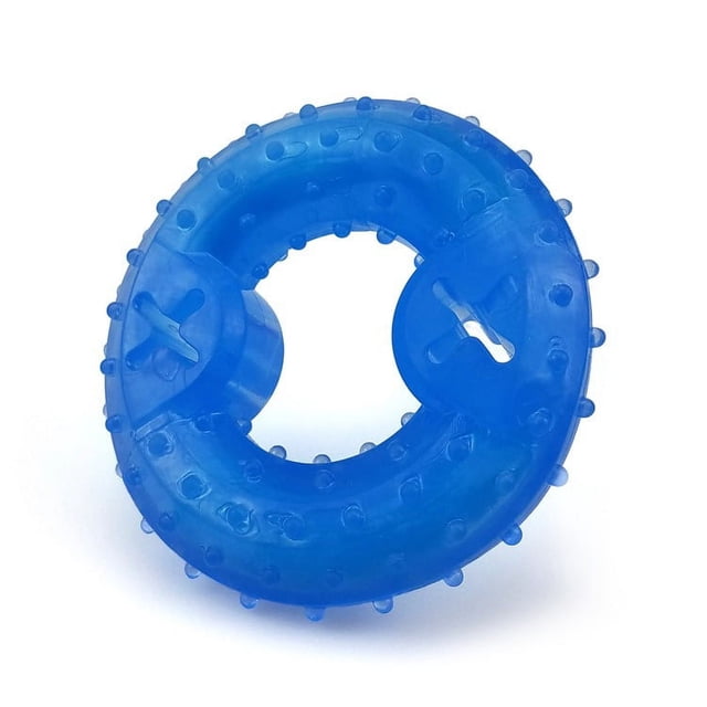 Juguete refrescante para perros, anillo para cachorros, juguete para masticar para perros congelados, juguetes para mascotas resistentes y duraderos para el verano (azul 120*120*31mm)