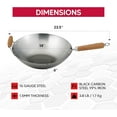 thumbnail image 2 of 14-Inch Carbon Steel Wok with Bamboo Handle for Stir Frying, Stewing & More, 2 of 7