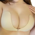 thumbnail image 2 of DODOING Push up Strapless Breathable Self Adhesive Plunge Bra Invisible Backless Sticky Bras Black/Beige, 2 of 8